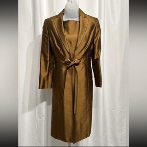 Anne Klein 2 Piece Silk/Wool Blend Dress And Coat W/ Jewel Tie Size 6 NWT